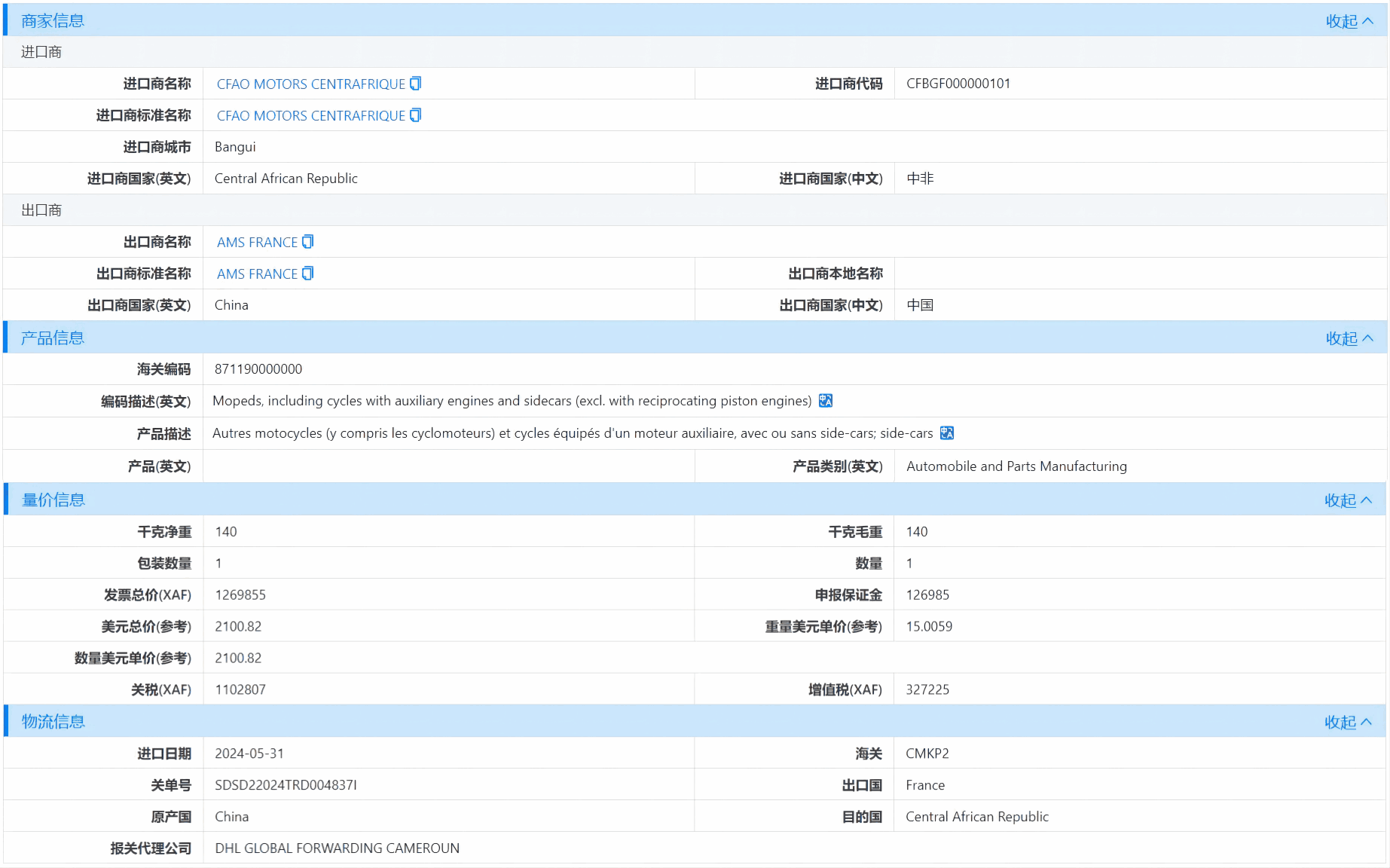 中非海关数据,海关数据,EVO视讯官网海关数据